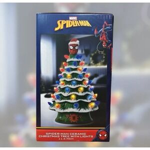 Spider-Man Ceramic Christmas Tree With Lights 11.6 "‎ Holidays Marvel Spider Man